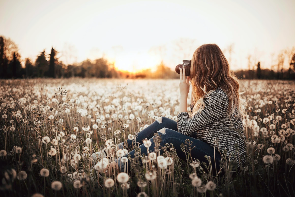 Dandelions and a lady